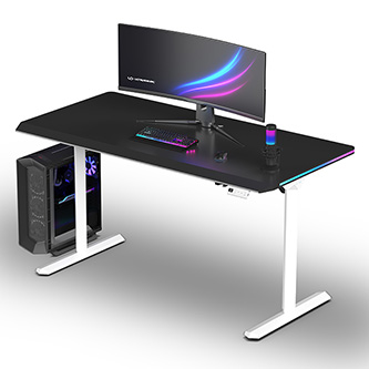ULTRADESK Herný stôl QUEST, 140x70cm, 72-120cm, biela-čierna UD-QST-FRWT/DTBB
