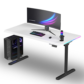 ULTRADESK Herný stôl QUEST, 140x70cm, 72-120cm, čierna-biela UD-QST-FRBB/DTWT