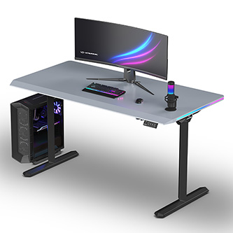 ULTRADESK Herný stôl QUEST, 140x70cm, 72-120cm, čierna-šedá UD-QST-FRBB/DTGY