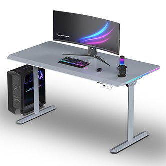 ULTRADESK Herný stôl QUEST, 140x70cm, 72-120cm, šedo-šedá UD-QST-FRGY/DTGY