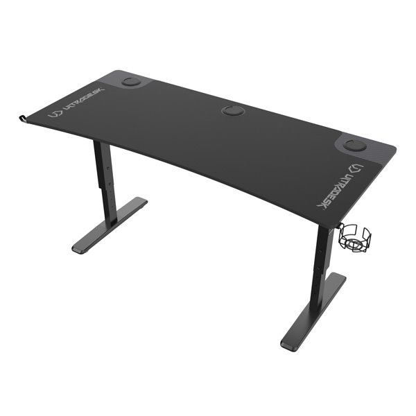 ULTRADESK Herný stôl Ultradesk CRUISER BLACK, 160x70 cm, 66-82 cm, držiak slúchadiel, 3 otvory pre UDESK-CR-BK