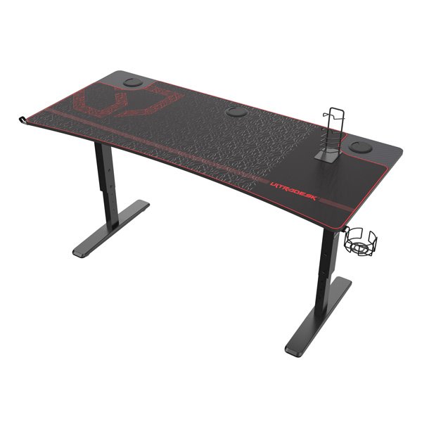 ULTRADESK Herný stôl Ultradesk CRUISER RED, 160x70 cm, 66-82 cm, držiak slúchadiel, 3 otvory pre ká UDESK-CR-RD
