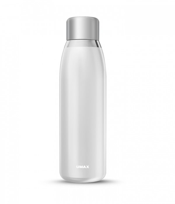 UMAX chytrá láhev Smart Bottle U5 White/ upozornění na pitný režim/ objem 500ml/ provoz 30 dní/ USB/ ocel UB703