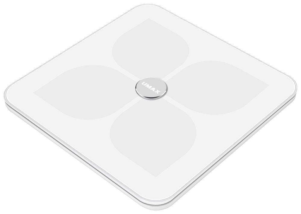 UMAX Smart Scale US20HRC White Chytrá váha s Bluetooth i Wifi připojením a měřením tepové frekvence UB606