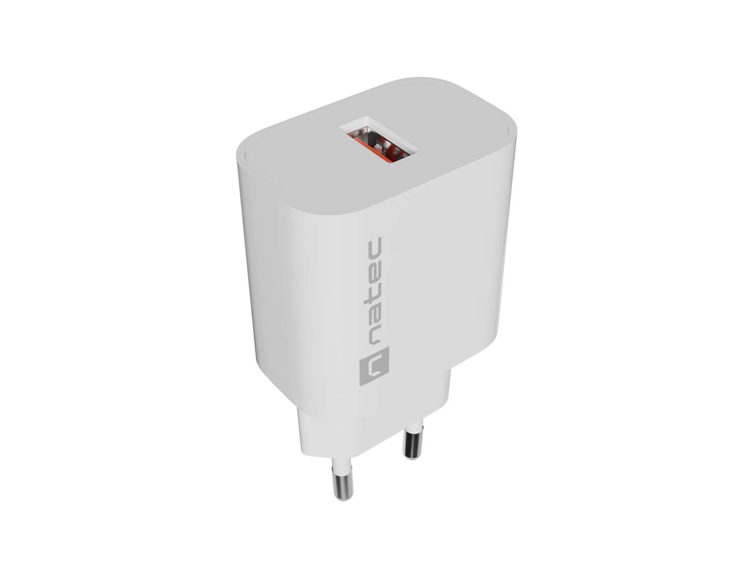Universální nabíječka Natec RIBERA 18W, 1X USB-A, bílá NUC-2392