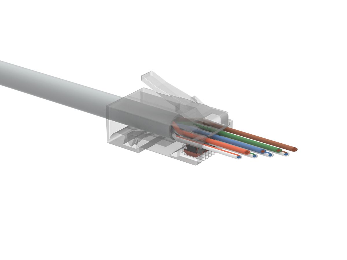 Univerzální EASY konektor RJ45 CAT5E UTP 8p8c na drát i licnu, 100ks SXRJ45-5E-UTP-EASY