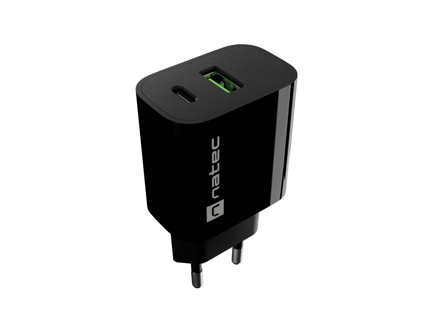 Univerzální nabíječka Natec RIBERA 20 W, 1X USB-A + 1X USB-C, černá NUC-2397