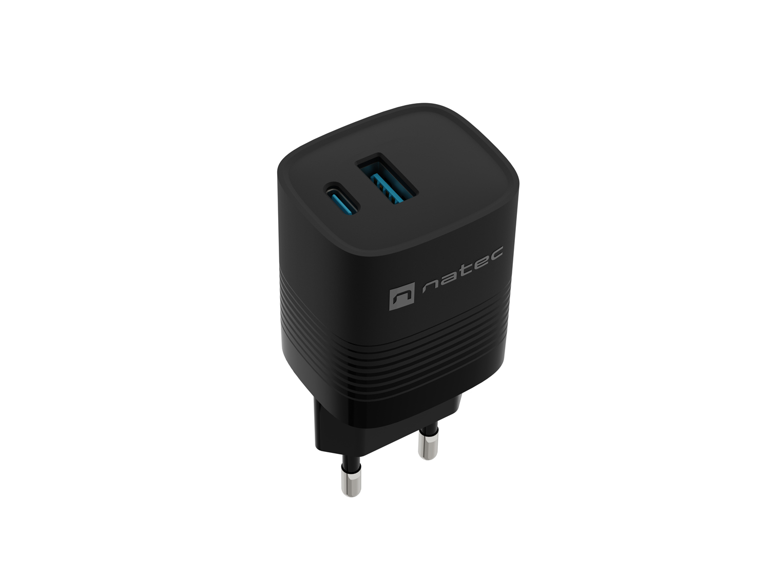 Univerzální USB nabíječka Natec RIBERA GaN 1X USB-A + 1X USB-C 30W, černá NUC-2141