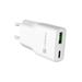Univerzální USB nabíječka Natec RIBERA GaN SLIM, 20 W, 1X USB-A + 1X USB-C, Bílá NUC-2376