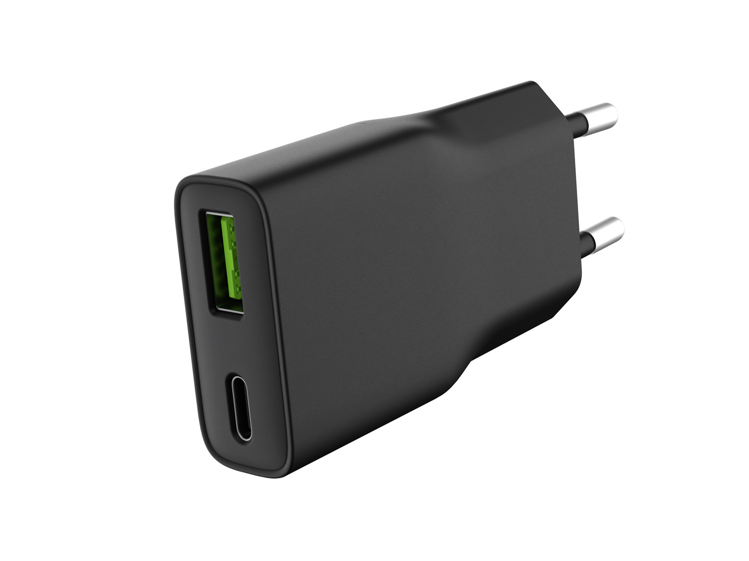 Univerzální USB nabíječka Natec RIBERA GaN SLIM, 20 W, 1X USB-A + 1X USB-C, Černá NUC-2377