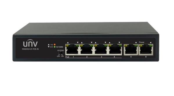 UNV Switch NSW2010-6T2GC-POE-IN / 6x 100Mbps RJ-45/ 1.2Gbps/ 0.90Mpps/ 4x PoE 802.3at/af NSW2010-6T-POE-IN
