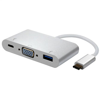 USB (3.1) Adaptér, USB C (3.1) M-VGA F + USB A (3.0) F + USB C (3.1) F, 0, strieborný, plastic bag, KAU3CK3K01
