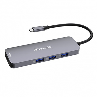 USB (3.2) hub 8-port, 32151, šedá, dĺžka kábla 15cm, Verbatim, 1x USB C, 3x USB A, 2x HDMI, 1x SD 3