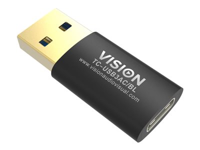 USB-C F to USB-3.0A M Adaptor, VISION USB-C F to USB-3.0A M Adaptor TC-USB3AC/BL