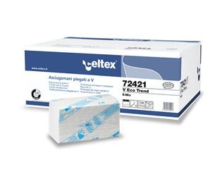 Uteráky Celtex V Eco papírové skládané, 3150ks, bílo/zelené, 15x210ks 72421