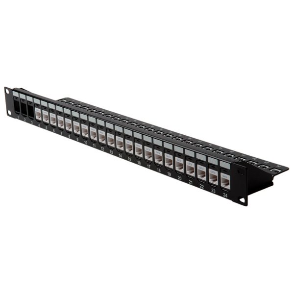Value 19" Patch panel 24port Keystone, netienený, 1U, čierny 26110357