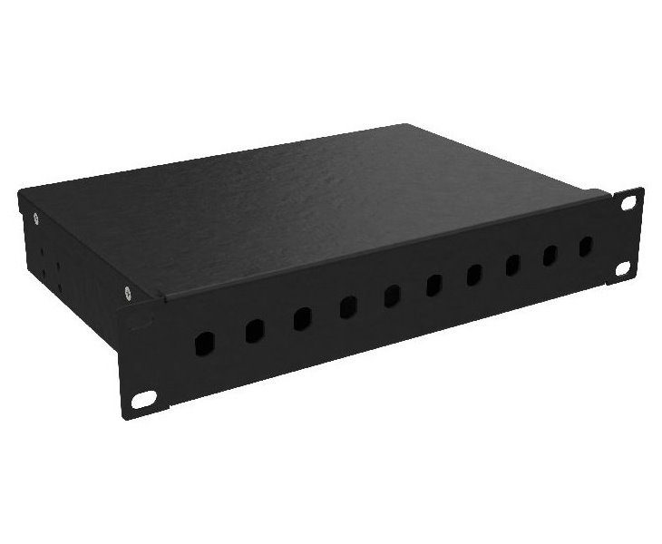 Vana optická 10" 1U BK včetně čela ST 10 portů simplex FO-10-1-10ST-B 86010600