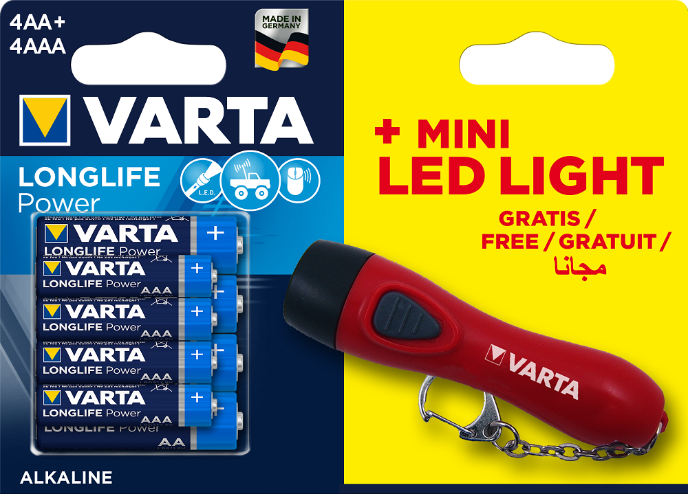 Varta High Energy 4xAA/AAA + Mini LED Light VAR HE 4+4+1