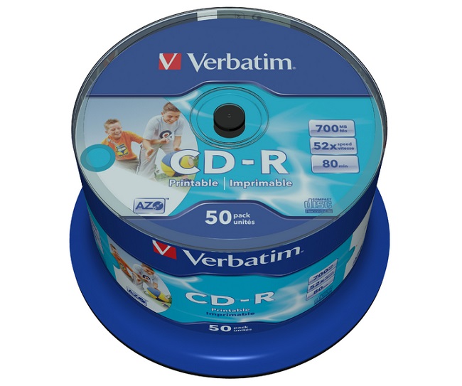 Verbatim 43438, DataLife PLUS, 50-pack, 700 Azo, 52x, 80min., CD-R, 12cm, Inkjet, Wide Printable, c