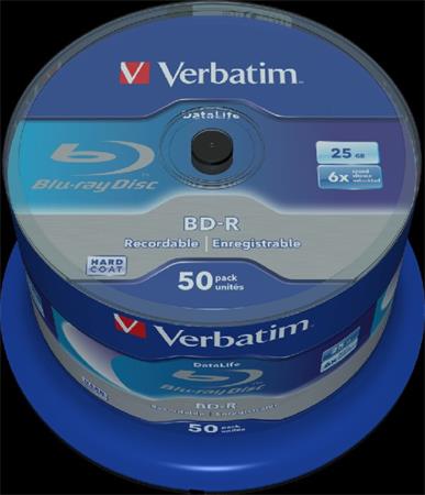 VERBATIM BD-R SL DataLife 25GB, 6x, spindle 50 ks 43838