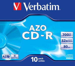 Verbatim CD-R, 43327, DataLife PLUS, 10-pack, 700MB, Super Azo, 52x, 80min., 12cm, Crystal, bez mož