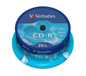 Verbatim CD-R, 43432, DataLife, 25-pack, 700MB, Extra Protection, 52x, 80min., 12cm, bez možnosti p