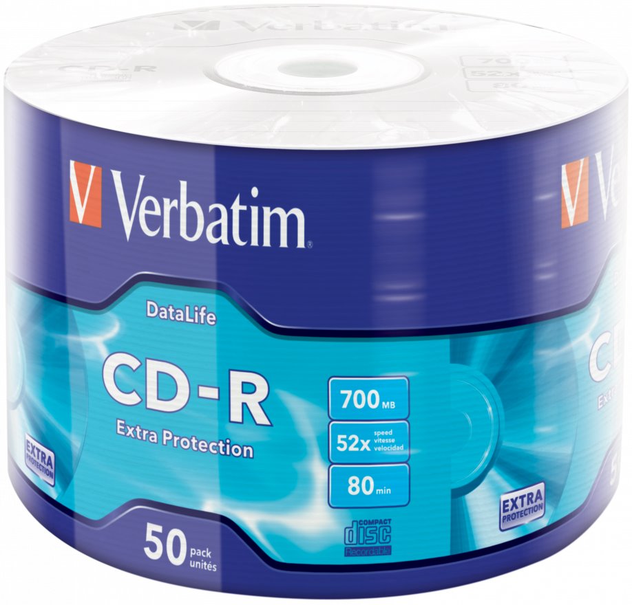 Verbatim CD-R, 43787, DataLife, 50-pack, 700MB, Extra Protection, 52x, 80min., 12cm, bez možnosti p