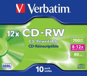 Verbatim CD-RW, 43148, DataLife PLUS, 10-pack, 700MB, Serl, 8-12x, 80min., 12cm, Scratch Resistant,