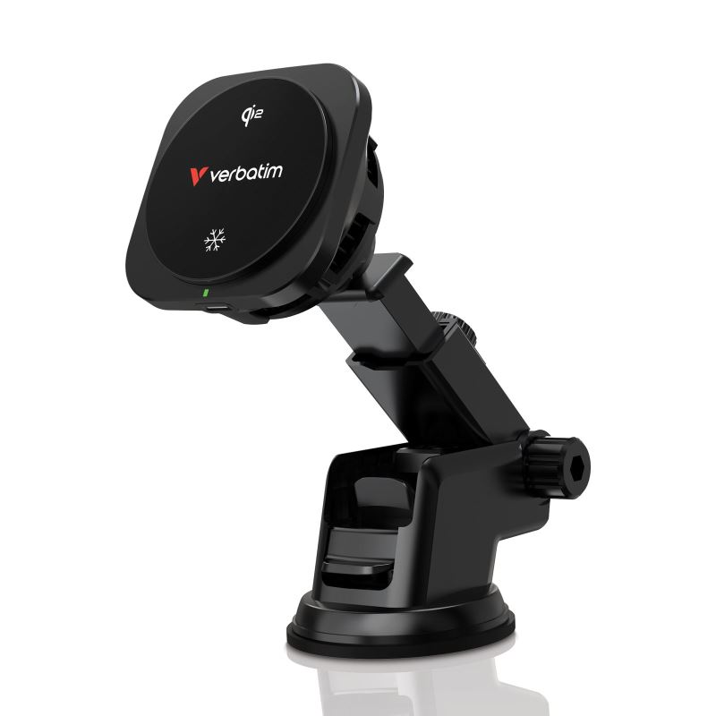 Verbatim CND-02 magnetická bezdrátová nabíječka do auta Charge 'n' Drive, Qi2, černá 0023942318613