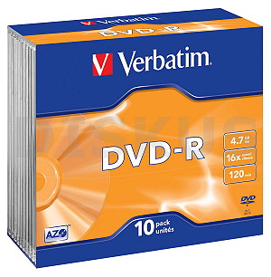 VERBATIM DVD-R(10-Pack)Slim/MattSlvr/16x/4.7GB 43655