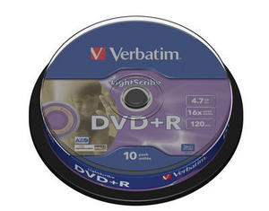 Verbatim - DVD+R 4,7GB 16x Lightscribe 10ks v cake obale SKVERB43576S
