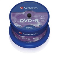 Verbatim DVD+R, 43550, DataLife PLUS, 50-pack, 4.7GB, 16x, 12cm, General, Advanced Azo+, cake box,