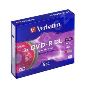 Verbatim - DVD+R 8,5GB 8x Dual-Layer Color Slim Box 5ks 43682