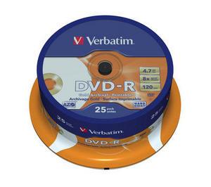 Verbatim - DVD-R 8x Archival Printable 25ks v cake obale 43634