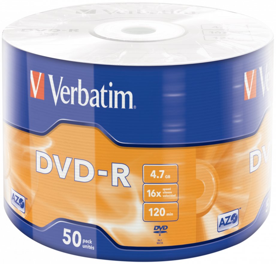 VERBATIM DVD-R AZO 4,7GB, 16x, wrap 50 ks 43788