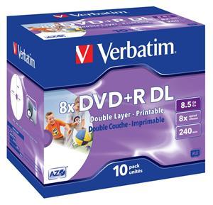 Verbatim DVD+R, DoubleLayer/8x/8,5GB/10pack/Print 43665