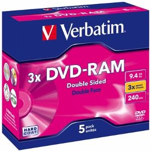 Verbatim DVD-RAM, 9.4GB, 3x type 4, 5pack 43493