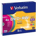 Verbatim DVD+RW, 43297, DataLife PLUS, 5-pack, 4.7GB, 4x, 12cm, General, Standard, bez možnosti pot