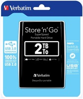 Verbatim externý pevný disk, Store,n,Go, 2.5", USB 3.0, 2TB, 2000GB, 53177, čierny