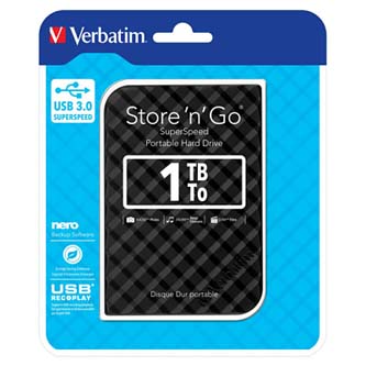 Verbatim externý pevný disk, Store N Go, 2.5", USB 3.0 (3.2 Gen 1), 1TB, 53194, čierny
