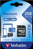 VERBATIM MicroSDXC karta 256GB Premium, U1 + adaptér 44087
