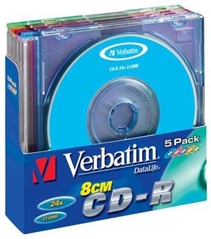 VERBATIM Mini CD-R(5-Pack)8cm/Colour/210MB/24x