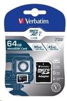 Verbatim pamäťová karta micro SDXC, 64GB, SDXC, 47042, UHS-I U1 (Class 10), s adaptérom