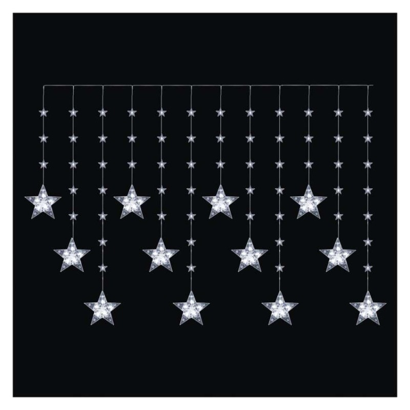 Vianočná LED girlanda – hviezdy, 1,7 m, 3x AA, IP44, studená biela, časovač 8592920159217