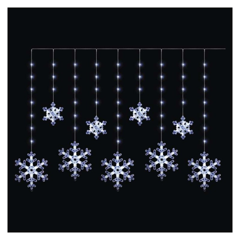 Vianočná LED girlanda – vločky, 160 x 95 cm, IP44, studená biela, časovač 8592920159170