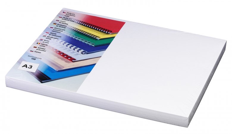 Viazací kryt Fellowes / Eurosupplies kartonový Delta A3 250g/m2 100ks, imitace kůže, bílý lamcoda300bl