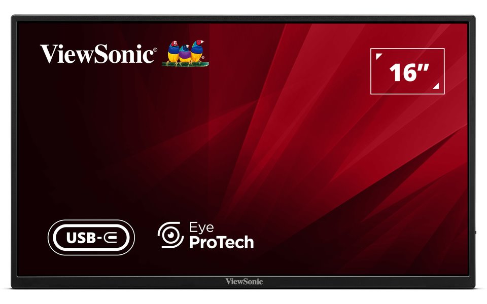 ViewSonic VA1650 16" 16:9 1920 x 1080 SuperClear® IPS přenosný monitor, mini HDMI,2 USB type C, ochranný obal