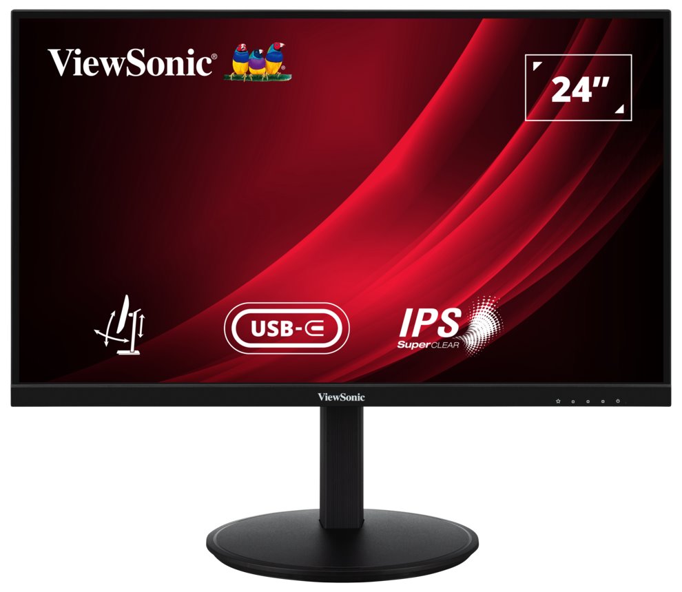 ViewSonic VG2409-MHDU-2/ 24" FHD Frameless IPS Monitor with 2 HDMI, DisplayPort, USB type C, USB, Full Ergonomic Stand