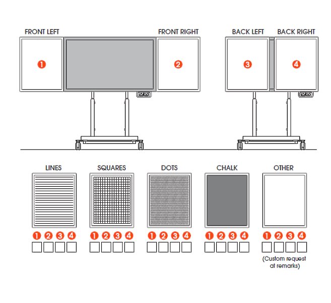 Vogels Potisk 65" tabulí (řádky, body, mřížka, povrch pro křídu, …) RISE PRINT 65