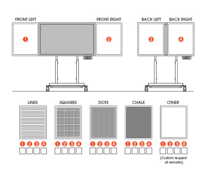 Vogels Potisk 75" tabulí (řádky, body, mřížka, povrch pro křídu, …) RISE PRINT 75
